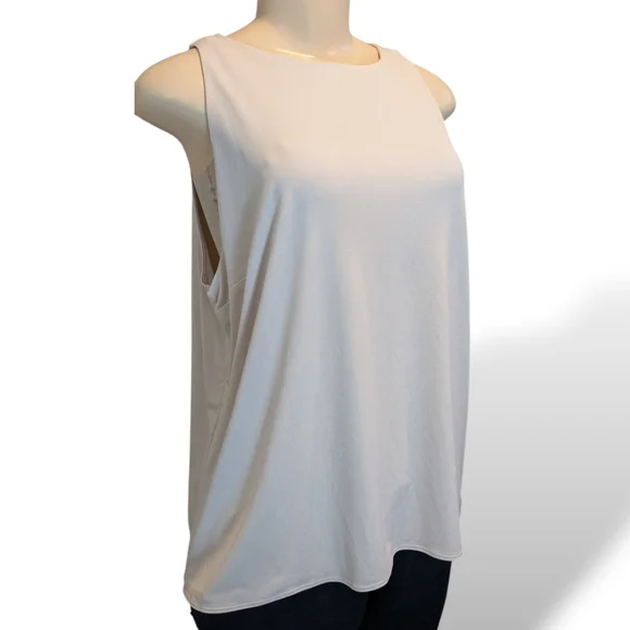 Express Cream Dressy Long Hem Double Lined Sleeveless Tank Top Women's Large NWT - Picture 4 of 16